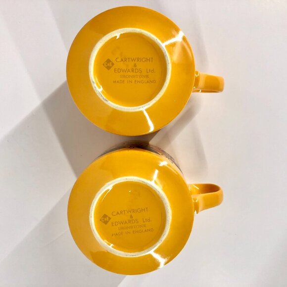 CARTWRIGHT & EDWARDS Vintage 4 Pce Yellow Orange Floral Midcentury Cup & Saucer - Picture 11 of 16
